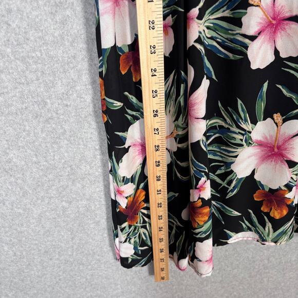LTX Sportswear Mini Dress Small Black Tropical Hawaiian Flowy Cruise Resort USA‎ - Picture 4 of 11